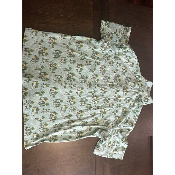 Duluth Trading Men’s L Short Sleeve Button Down Forest Pattern with Yeti Bigfoot - Picture 2 of 6